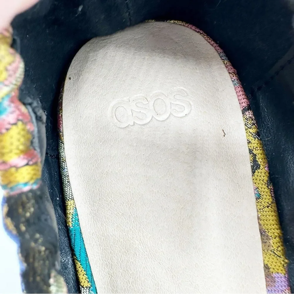 ASOS Simone Floral Satin Fabric Block‎ Heels In Jacquard Sz 5 - Picture 4 of 11